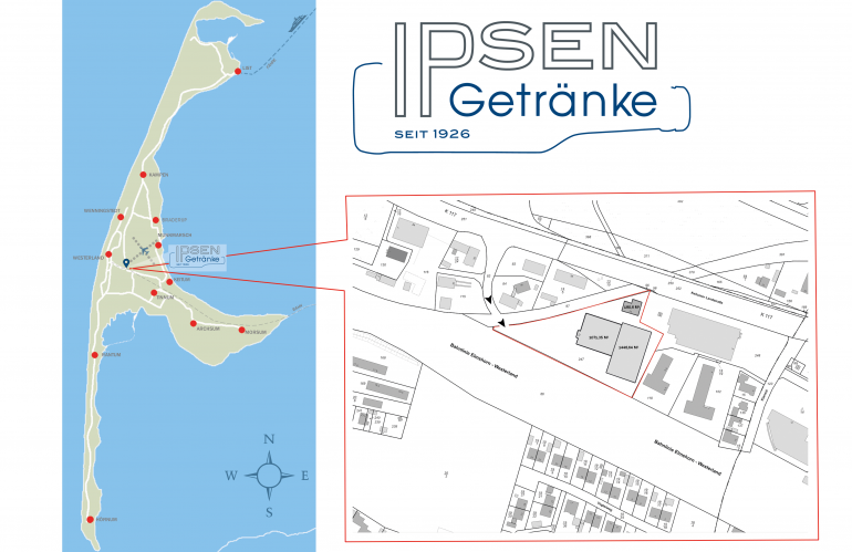 Eine Karte, die den Standort von Ipsen Gerkanke zeigt.