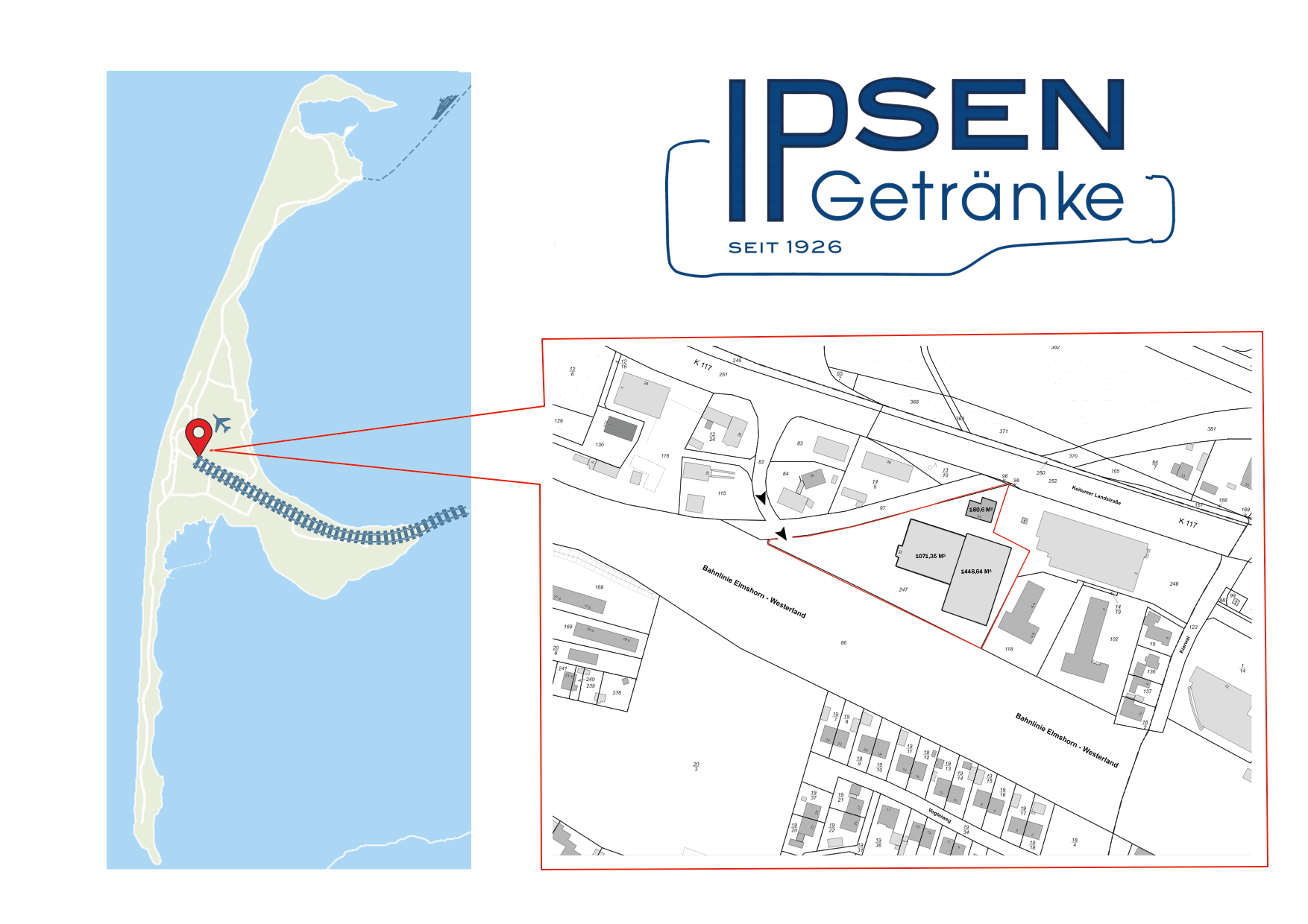 Eine Karte, die den Standort von ipsen gertanke zeigt.